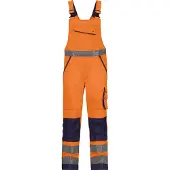 Dassy Malmedy Warnschutz Latzhose mit Kniepolstertaschen - neonorange/dunkelblau - 53+5cm