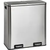 SVITA TM2X30 Treteimer 60 Liter Abfalleimer Mülleimer Design Mülltrennung Papierkorb Küchen-Ordnung Trennsystem Silber