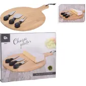Eh Excellent Houseware ORION Schneidebrett Servierbrett KÄSEBRETT aus BAMBUSHOLZ + Käsemesser