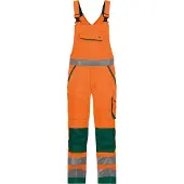 Dassy Malmedy Warnschutz Latzhose mit Kniepolstertaschen - neonorange/flaschengrün - 54+5cm