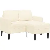 vidaXL 2-Sitzer-Sofa mit Chaiselongue L-Form Creme 125 cm Leinen