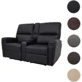 Mendler 2er Kinosessel HWC-K17, Relaxsessel Fernsehsessel Sofa, Nosagfederung Getränkehalter Fach Kunstleder schwarz