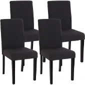 Mendler 4er-Set Esszimmerstuhl Stuhl Küchenstuhl Littau Textil, schwarz, dunkle Beine