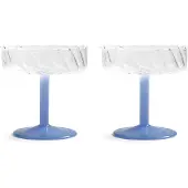 &Klevering - Coupe Twirl Champagnerglas, blau (2er-Set)