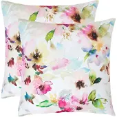 Homescapes OUTDOOR-KISSEN 2er-Set 45/45 cm – Aquarell-Blumen