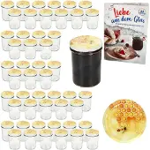 MamboCat 50er Set Sturzglas 230ml HOCH Einmachglas TO66 Honig Deckel Rezept-Heft