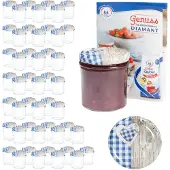 MamboCat 50 Sturzgläser 350 ml Deckel Herz Holz blaukariert Einmachglas Einweckglas Glas