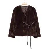 Trendyol Teddyjacke in Dunkelbraun - XS