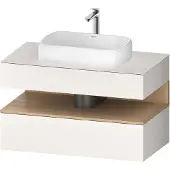 Duravit Collection One Konsolenwaschtischunterbau, 1 Auszug, 1 Schubkasten, Ausschnitt mittig, 1000x550x600mm, Nische Eiche Natur, QA4731030840010, Farbe: Weiß Supermatt/mit Nischenbeleuchtung