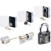 AGT Lockpicking-Erweiterungs-Set aus 2 Türschlössern & 1 Vorhänge-Schloss