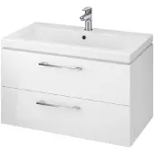 Cersanit | Badezimmerschrank - Lara Como 80 Set - mit Waschbecken - 79,4 X 45,2 X 44,2 Cm - Softclose - Weiße Hochglanz - Badezimmermöbel