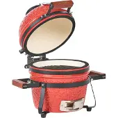 Beliani Holzkohlegrill Rot aus Keramik Kamado Stil mit Deckel Thermometer Grillrost Outdoor BBQ Gartenzubehör