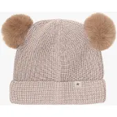 Huttelihut Mütze Merinowolle mit Bommel, Camel Melange, 54