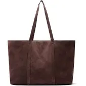 Manfield Dunkelbrauner Veloursleder-Shopper | Größe Onesize