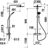 Laufen HF905452428630 thermostat. Duschsystem Vivid