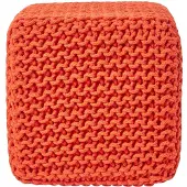 Homescapes STRICK-POUF orange, Sitzwürfel 35/35/35 cm