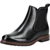 Tamaris Chelseaboots , Damen, Gr. 40, schwarz, Leder, schimmernd, unifarben, Schuhe Chelseaboots, Businessschuh, Chelsea Boot im klassischen Look, schmale Form