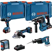 Bosch Combo Kit 18V-Set mit 5 Werkzeugen: GSB + GBH + GWS + GSA + GLI + 3 x Akku - 0615A5007S