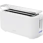 Bomann Toaster 4 Scheiben | Langschlitztoaster mit Auftau-/Aufwärm-/Schnellstoppfunktion | mit Brötchenaufsatz | TA 6070 CB weiß