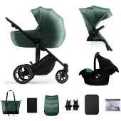Kinderkraft PRIME 2 3-in-1 - Kinderwagen bis 22 kg - Babytragetasche, Autositz MINK PRO - vollgefederte Räder - wasserdichtes Verdeck - Grün