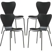 En.casa Esszimmerstuhl ‘Essunga’ 4er Set Holz Metall 80 x 48 x 46 cm Schwarz