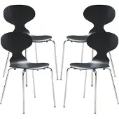 En.casa Esszimmerstuhl ‘Kil’ 4er Set Küchenstühle 80 x 47 x 48 cm Holz Metallgestell Schwarz/Chromfarben
