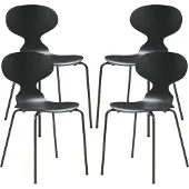 En.casa Esszimmerstuhl ‘Kil’ 4er Set Küchenstühle 80 x 47 x 48 cm Holz Metallgestell Schwarz