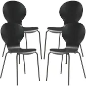 En.casa Esszimmerstuhl ‘Etne’ 4er Set Holz Metall 85 x 48 x 50 cm Schwarz