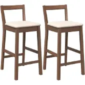 vidaXL Barhocker mit Kissen 2 Stk. Braun Massivholz Gummibaum