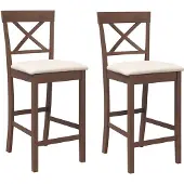 vidaXL Barhocker mit Kissen 2 Stk. Braun Massivholz Gummibaum