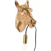 Beliani Wandleuchte Gold Kunstharz 1-Flammig Glühbirnen-Optik Tiermotiv Pferdekopf Langes Kabel mit Schalter Glam Schlafzimmer Nachtlampe Leselampe