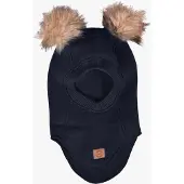 Mikk-Line Schlupfmütze Merinowolle mit Bommel, Blue Night, 86-92