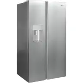 Bauknecht SBS IW D90 Pearl, Freistehend, Amerikanische Tür, Gebürsteter Stahl, 2 Tür(en), Pet Inox, An Tür