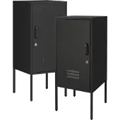En.casa Nachtschrank Hausjärvi 2er Set Türgriff rechts und links Schwarz