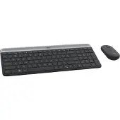 Logitech MK470 Slim Combo – kabelloses Tastatur-Maus-Set, Volle Größe (100%), Kabellos, RF Wireless, AZERTY, Graphit, Maus enthalten