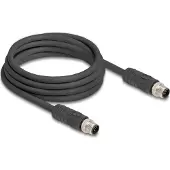 DeLOCK - Netzwerkkabel - M12 (4-polig) (M) zu M12 (4-polig) (M) - 3,0m - 7,2 mm - ungeschirmt - L-codiert, Zugkette, ha