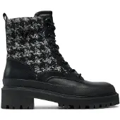 GUESS Damen Stiefeletten Schwarz mit Plateausohle, seitlichem Reißverschluss und Schnürung