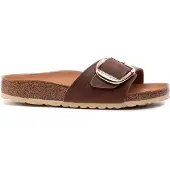 Birkenstock für Damen. 1006525 Leder-Sandalen Madrid Big Buckle (Schmale Passform) braun (38), Wohnung, Keine, Lässig