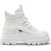 Buffalo Schnürboots "ASPHA NC MID", Damen, Gr. 37, Textil, weiß, Lederimitat, Schuhe Schnürboots, Plateauboots, Schnürstiefelette, High Top Sneaker in monochromer Optik