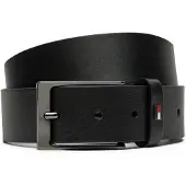 Tommy Hilfiger Ledergürtel "LAYTON 3.5 cm breit", Herren, Gr. 95, schwarz, Rindsleder, unifarben, Gürtel Ledergürtel, Metallpatch, Einfachdornschließe