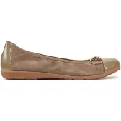 Caprice Damen Ballerina Halbschuhe mit glänzender Vorderkappe und goldfarbenem Detail