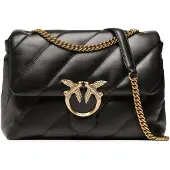 Pinko Schwarze Kalbsleder Bos Taurus Schultertasche