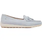 Tamaris Comfort Damen Mokassins aus Leder mit Schleife, Blau (Sky Suede), 38 EU