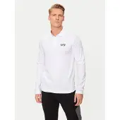 EA7 für Herren. 8NPF15_PJVQZ Core Identity Langarm-Poloshirt aus weißer Stretch-Baumwolle (M), Lässig