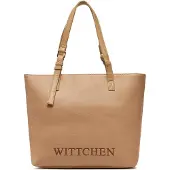 WITTCHEN Damen-Einkaufstasche mit geprägtem Logo, beige, Kunstleder
