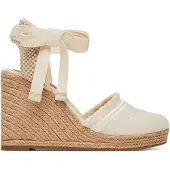 Tommy Hilfiger Espadrilles Fringe Canvas High Wedge FW0FW08878 Écru