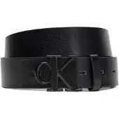 Calvin Klein Ledergürtel JEANS "MONOGRAM BUCKLE 35MM", Herren, Gr. 100, schwarz (schwarz, matte schwarz), Rindsleder, unifarben, Gürtel Ledergürtel, Größenverstellbar