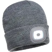 Portwest Wintermütze Beanie mit LED, B029, grau, Strickmütze, Unisex, Universalgröße