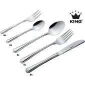 King 30tlg. Besteckset Düsseldorf / Edelstahl 18/0 / Messerstahl / 6x Menülöffel, 6x Menügabel, 6x Menümesser, 6x Kaffeelöffel, 6x Kuchengabel
