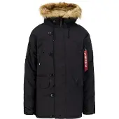 Alpha industries Jacke mit Fellkapuze und Reißverschluss-Details Größe: L